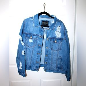 Forever 21 plus size ripped Jean jacket